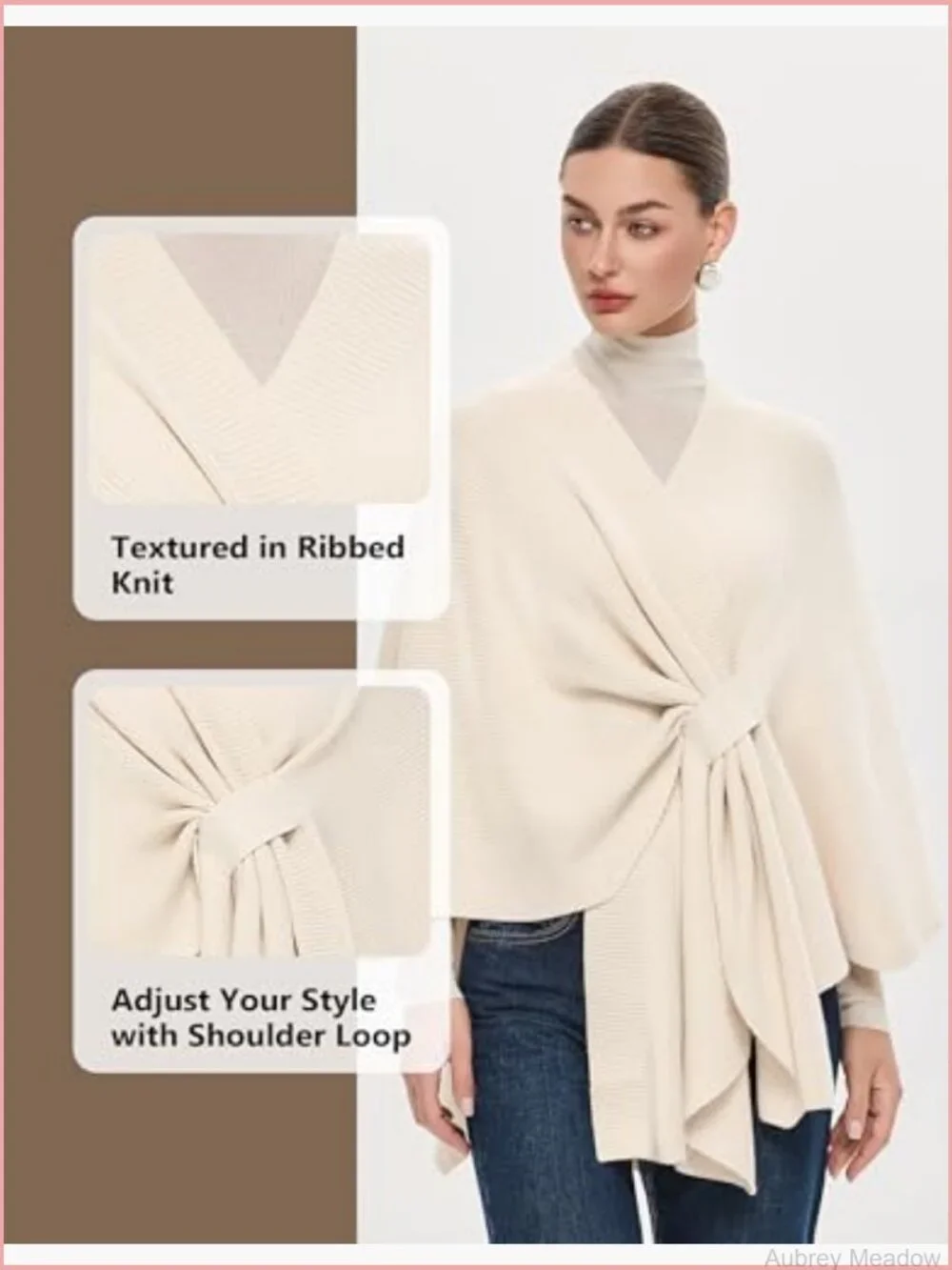 Elegant Shawl Wrap Poncho Open Front Soft Versatile Knit